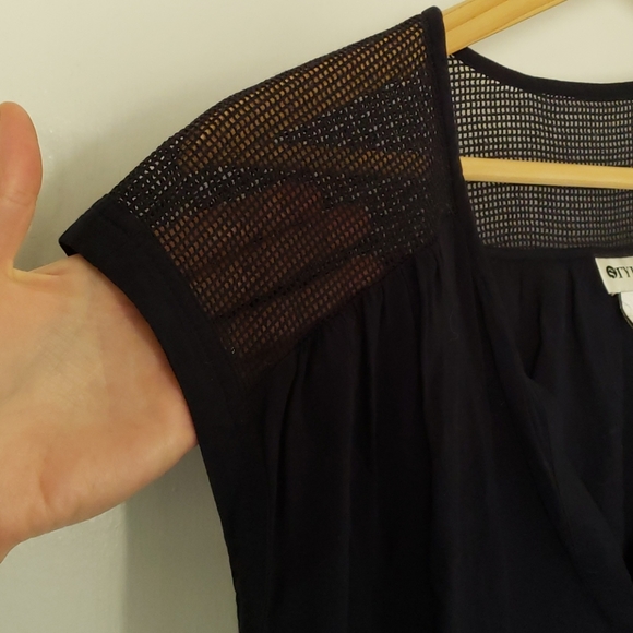 Navy top with mesh lace shoulders - Picture 2 of 6